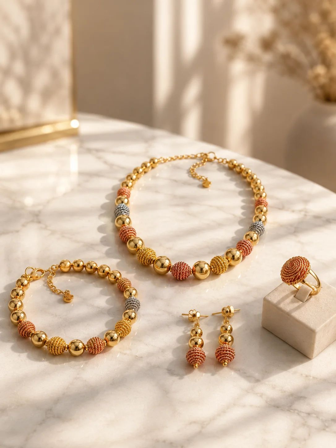 Tri-Color Gold Jewelry Set