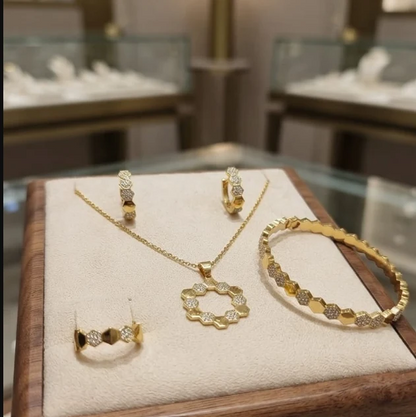 Honeycomb Gold Jewelry Set