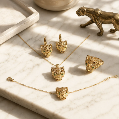 Geometric Panther Jewelry Set
