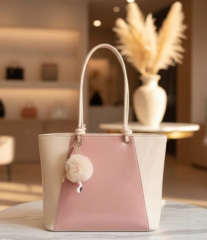 Two-Tone Elegant Tote Handbag